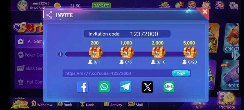 Share RS777VIP Game with friends